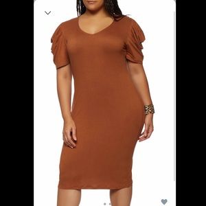 Puffed sleeve plus size dress